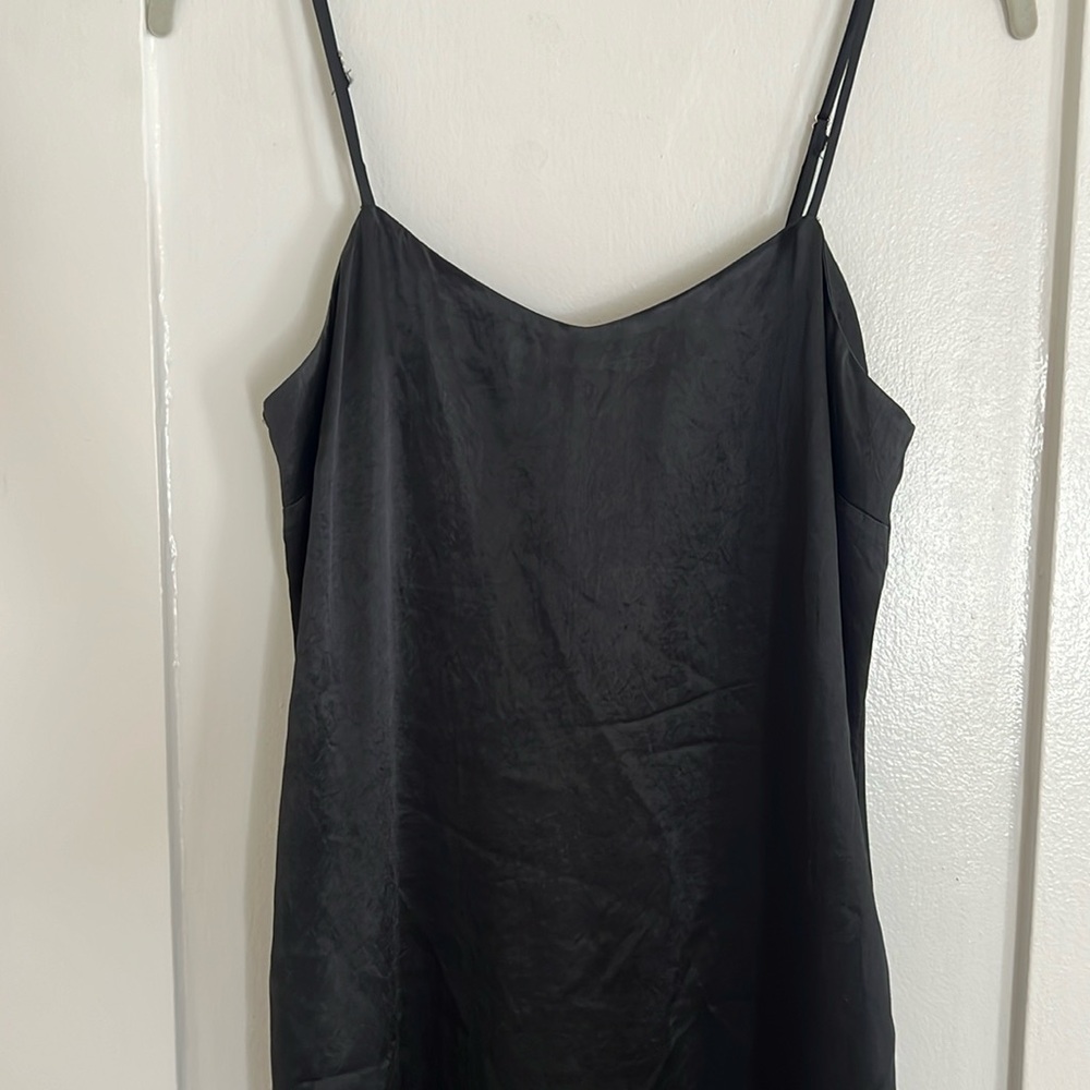 Jenni Kayne black satin slip dress